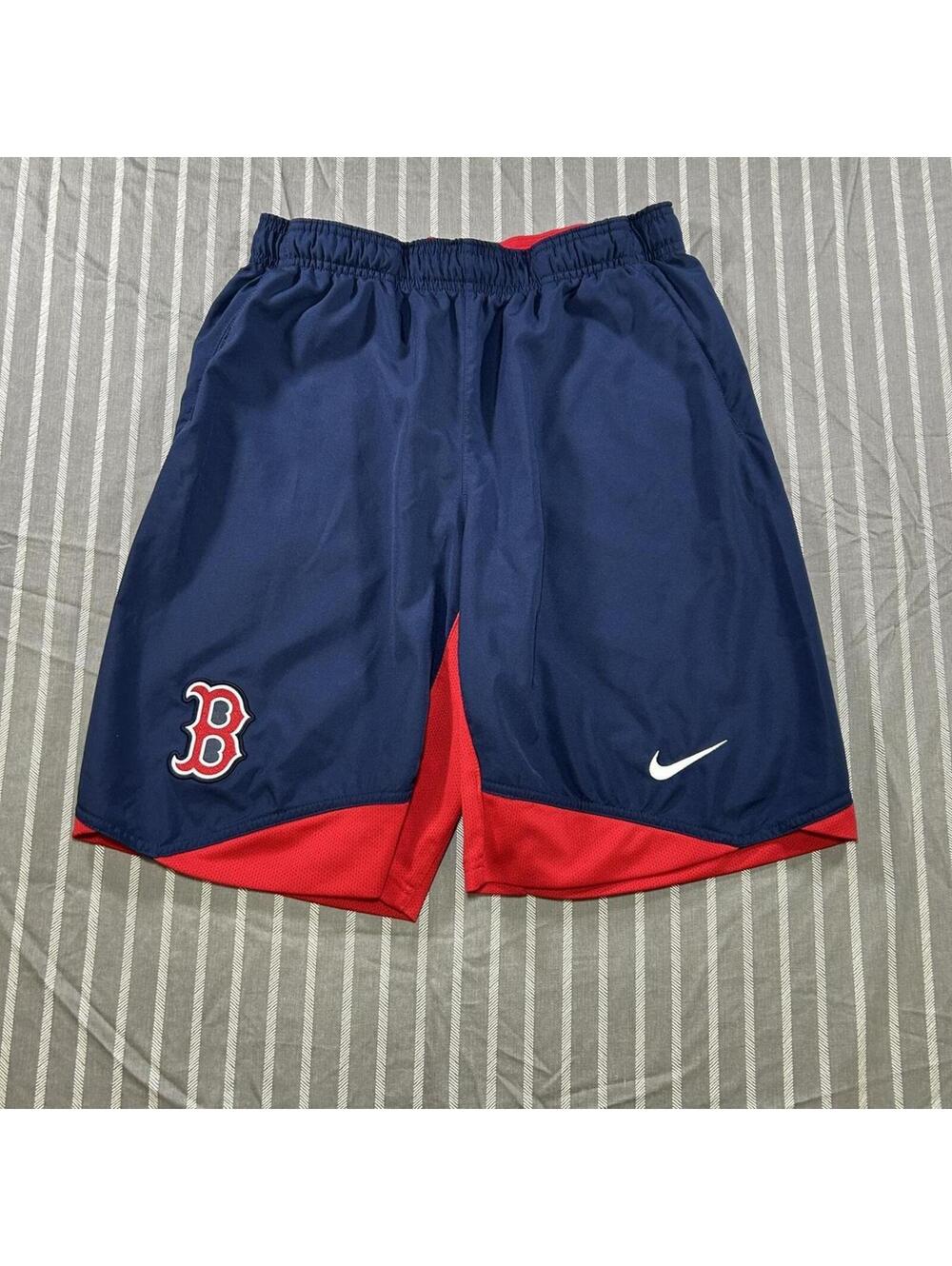 BOSTON RED SOX Nike Dri-Fit MLB Navy/Red Warm-Up Shorts (S) *TEAM ISSUED*